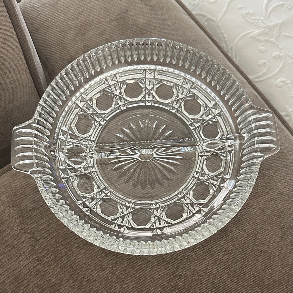 Two Federal Glass Windsor (Button & Cane) pattern divided relish dishes.